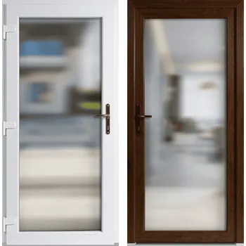 Vchodové dveře OknaDvereNaMiru.cz Vchodové plastové dveře 3-3 sklo crepi, zlatý dub / bílá, levé, otevírání dovnitř, 110x210 cm