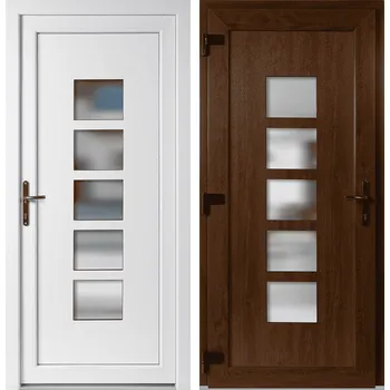 Vchodové dveře OknaDvereNaMiru.cz Vchodové plastové dveře Lucy, zlatý dub / bílá, levé, otevírání ven, 110x210 cm