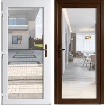 Vchodové dveře OknaDvereNaMiru.cz Vchodové plastové dveře 3-3 sklo čiré, zlatý dub / bílá, levé, otevírání dovnitř, 105x205 cm