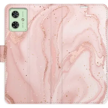 Pouzdro na mobilní telefon Flipové pouzdro iSaprio - RoseGold Marble - Motorola Moto G54 5G / G54 5G Power Edition