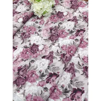 Látka 100% bavlna - pivoňky růžové - popelín