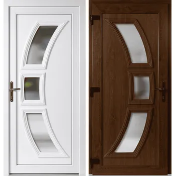 Vchodové dveře OknaDvereNaMiru.cz Vchodové plastové dveře 5901, zlatý dub / bílá, levé, otevírání ven, 98x198 cm