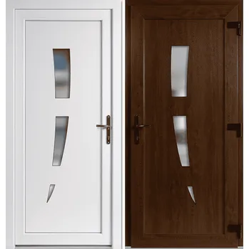 Vchodové dveře OknaDvereNaMiru.cz Vchodové plastové dveře 123, zlatý dub / bílá, pravé, otevírání ven, 105x205 cm