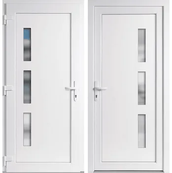 Vchodové dveře OknaDvereNaMiru.cz Vchodové plastové dveře Julie, bílá / bílá, levé, otevírání dovnitř, 110x210 cm