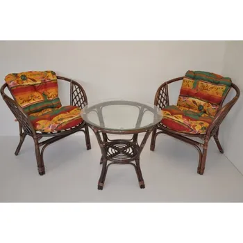 Sedací souprava Axin Trading s.r.o. Ratanová sedací souprava Java hnědá polstr červený