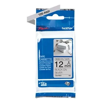 Pásek do tiskárny Páska Brother TZE-R931, 12mm, černý tisk/stříbrný podklad, originál