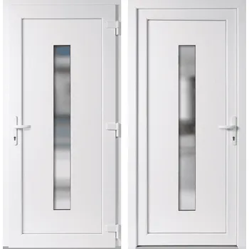 Vchodové dveře OknaDvereNaMiru.cz Vchodové plastové dveře Hana, bílá / bílá, pravé, otevírání dovnitř, 110x210 cm