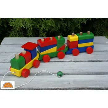 Dřevěná hračka Dřevěný vláček s vagóny délka 35 cm