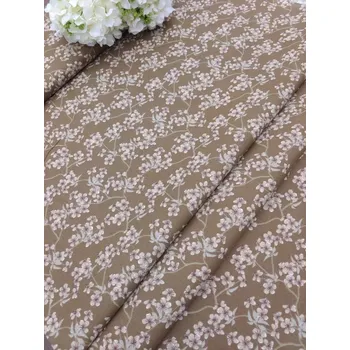 Látka 100% bavlna - sakury na hnědé