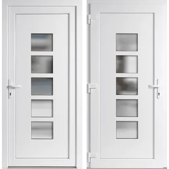 Vchodové dveře OknaDvereNaMiru.cz Vchodové plastové dveře Lucy, bílá / bílá, levé, otevírání ven, 88x198 cm