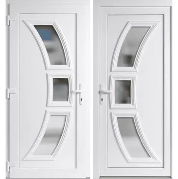 Vchodové dveře OknaDvereNaMiru.cz Vchodové plastové dveře 5901, bílá / bílá, levé, otevírání dovnitř, 110x210 cm