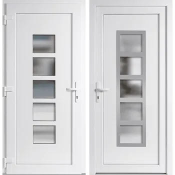 Vchodové dveře OknaDvereNaMiru.cz Vchodové plastové dveře Lucy + INOX orámování, bílá / bílá, levé, otevírání dovnitř, 100x210 cm