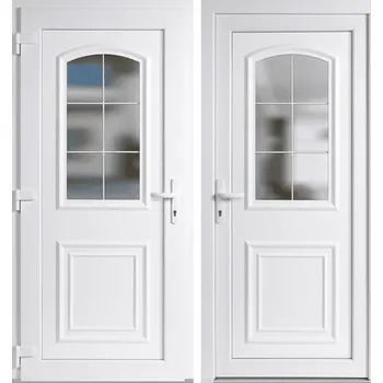 Vchodové dveře OknaDvereNaMiru.cz Vchodové plastové dveře 3D 302 Bílá / Bílá – expresní výroba 90 x 165 cm