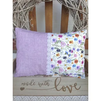 Polštář Nahřívací polštářek s levandulí a pohankou – Macešky & lila v režném efektu