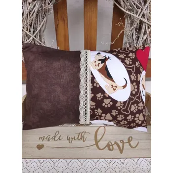 Polštář Nahřívací polštářek s levandulí a pohankou – Jezevčík & hnědý mramor 20 x 30 cm