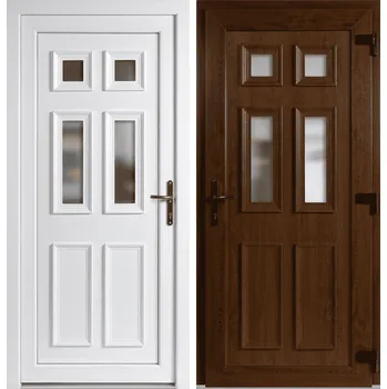 Vchodové dveře OknaDvereNaMiru.cz Vchodové plastové dveře Becca, zlatý dub / bílá, pravé, otevírání ven, 100x210 cm