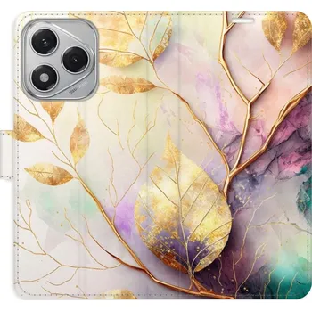 Pouzdro na mobilní telefon Flipové pouzdro iSaprio - Gold Leaves 02 - Honor 400 Lite