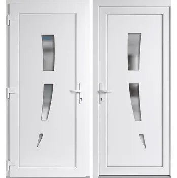 Vchodové dveře OknaDvereNaMiru.cz Vchodové plastové dveře 123, bílá / bílá, levé, otevírání dovnitř, 110x210 cm