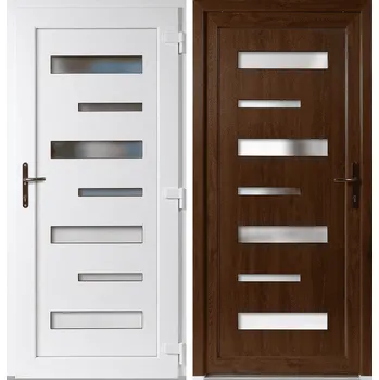 Vchodové dveře OknaDvereNaMiru.cz Vchodové plastové dveře 6100, zlatý dub / bílá, pravé, otevírání dovnitř, 110x210 cm