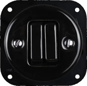 vypínač Elhard Kulatý keramický vypínač s kolébkou č.5b (6+6), černý