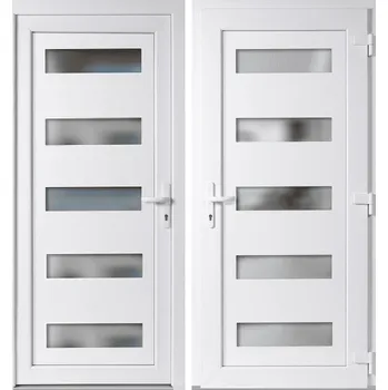 Vchodové dveře OknaDvereNaMiru.cz Vchodové plastové dveře 6300, bílá / bílá, pravé, otevírání ven, 88x198 cm