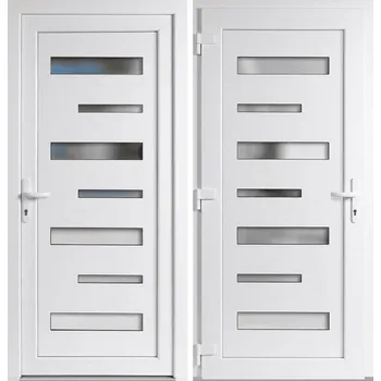 Vchodové dveře OknaDvereNaMiru.cz Vchodové plastové dveře 6100, bílá / bílá, levé, otevírání ven, 98x198 cm