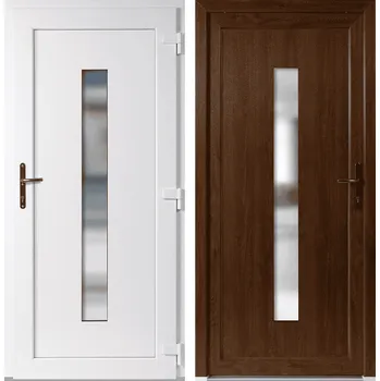 Vchodové dveře OknaDvereNaMiru.cz Vchodové plastové dveře Hana, zlatý dub / bílá, pravé, otevírání dovnitř, 105x205 cm