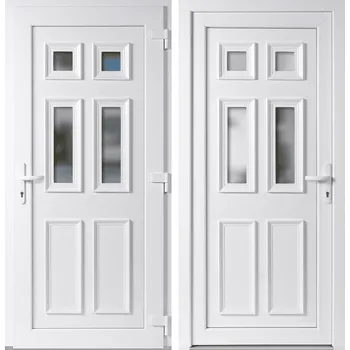 Vchodové dveře OknaDvereNaMiru.cz Vchodové plastové dveře Becca, bílá / bílá, pravé, otevírání dovnitř, 110x210 cm