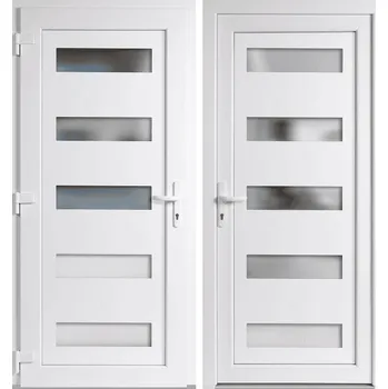 Vchodové dveře OknaDvereNaMiru.cz Vchodové plastové dveře STYL 6300 Bílá / Bílá – expresní výroba 70 x 165 cm