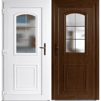 Vchodové dveře OknaDvereNaMiru.cz Vchodové plastové dveře 302, zlatý dub / bílá, levé, otevírání dovnitř, 100x210 cm