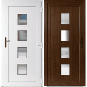 Vchodové dveře OknaDvereNaMiru.cz Vchodové plastové dveře 010, zlatý dub / bílá, pravé, otevírání dovnitř, 110x210 cm