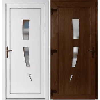 Vchodové dveře OknaDvereNaMiru.cz Vchodové plastové dveře 123, zlatý dub / bílá, levé, otevírání ven, 98x198 cm