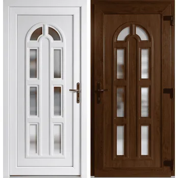 Vchodové dveře OknaDvereNaMiru.cz Vchodové plastové dveře Linda, zlatý dub / bílá, pravé, otevírání ven, 100x210 cm