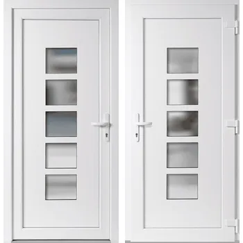 Vchodové dveře OknaDvereNaMiru.cz Vchodové plastové dveře Lucy, bílá / bílá, pravé, otevírání ven, 88x198 cm