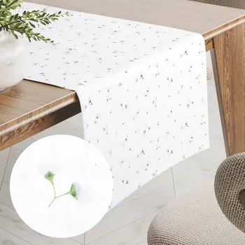ubrus Bavlněný běhoun na stůl Sandra SA-424 Drobná kvítka na bílém 20x140 cm