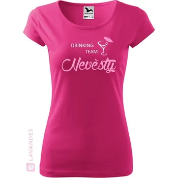 Dámské tričko Drinking team nevěsty, purpurová, XS (Tričko na rozlučku pro nevěstu)