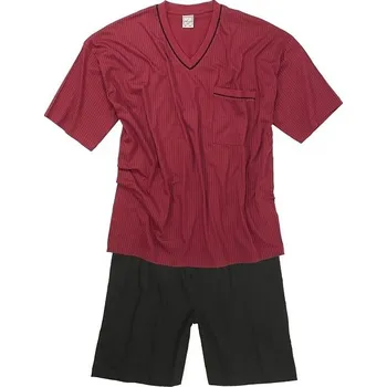 Pánské pyžamo Pánské pyžamo ADAMO krátký rukáv a krátké kalhoty bordó s proužkem Adamo ODE-AD-119251-590 - 4XL