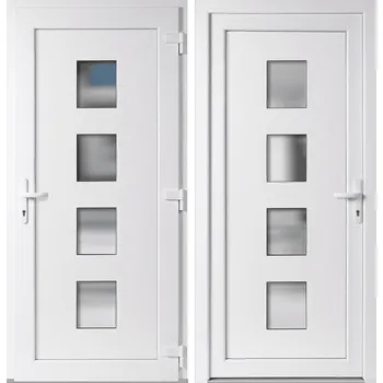 Vchodové dveře OknaDvereNaMiru.cz Vchodové plastové dveře 010, bílá / bílá, pravé, otevírání dovnitř, 110x210 cm