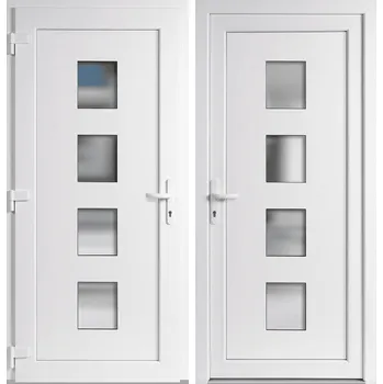 Vchodové dveře OknaDvereNaMiru.cz Vchodové plastové dveře 010, bílá / bílá, levé, otevírání dovnitř, 110x210 cm