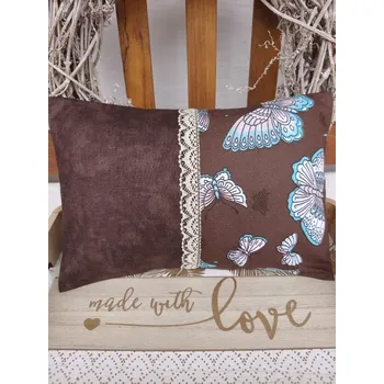 Polštář Nahřívací polštářek s levandulí a pohankou – Motýlci & hnědý mramor