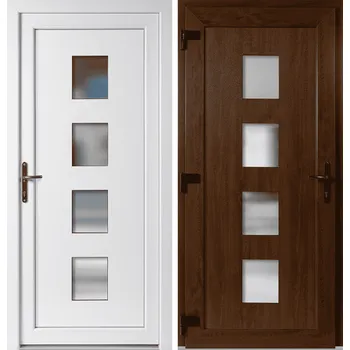 Vchodové dveře OknaDvereNaMiru.cz Vchodové plastové dveře 010, zlatý dub / bílá, levé, otevírání ven, 98x198 cm