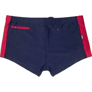 Pánské plavky Pánské plavky tmavě modré s červeným pruhem krátká nohavička 4XL - 8XL Adamo - 6XL