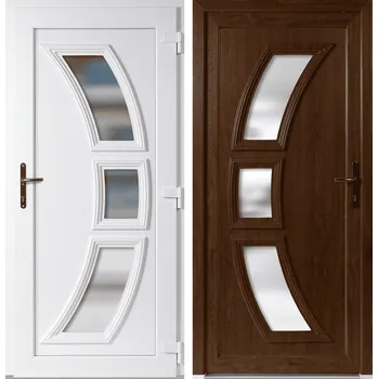 Vchodové dveře OknaDvereNaMiru.cz Vchodové plastové dveře Celia, zlatý dub / bílá, pravé, otevírání dovnitř, 98x198 cm