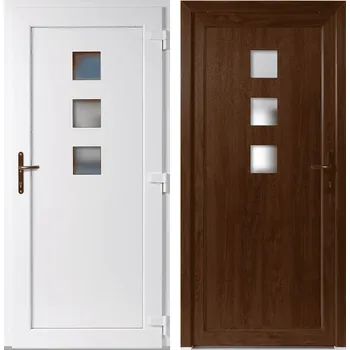 Vchodové dveře OknaDvereNaMiru.cz Vchodové plastové dveře Ella, zlatý dub / bílá, pravé, otevírání dovnitř, 110x210 cm