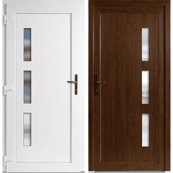 Vchodové dveře OknaDvereNaMiru.cz Vchodové plastové dveře Julie, zlatý dub / bílá, levé, otevírání dovnitř, 98x198 cm