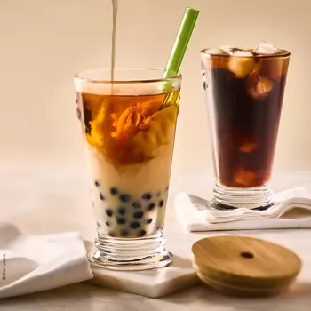 Sklenice Sklenice 0,46L s víčkem a brčkem, ABEILLE BUBBLE TEA, čirá, dárkové balení|La Rochere