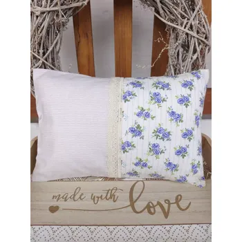 Polštář Nahřívací polštářek s levandulí a pohankou – Modré růžičky & béžová