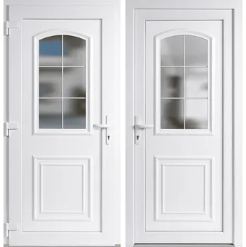 Vchodové dveře OknaDvereNaMiru.cz Vchodové plastové dveře 302, bílá / bílá, levé, otevírání dovnitř, 110x210 cm