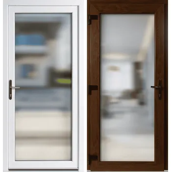 Vchodové dveře OknaDvereNaMiru.cz Vchodové plastové dveře 3-3 sklo crepi, zlatý dub / bílá, levé, otevírání ven, 110x210 cm