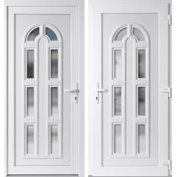 Vchodové dveře OknaDvereNaMiru.cz Plastové vchodové dveře Linda, bílá / bílá, pravé, otevírání ven, 110x210 cm